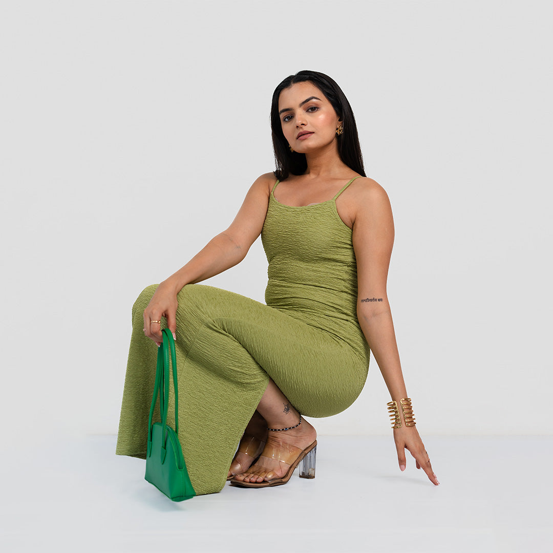 Pistachio Back-Knot Maxi Dress
