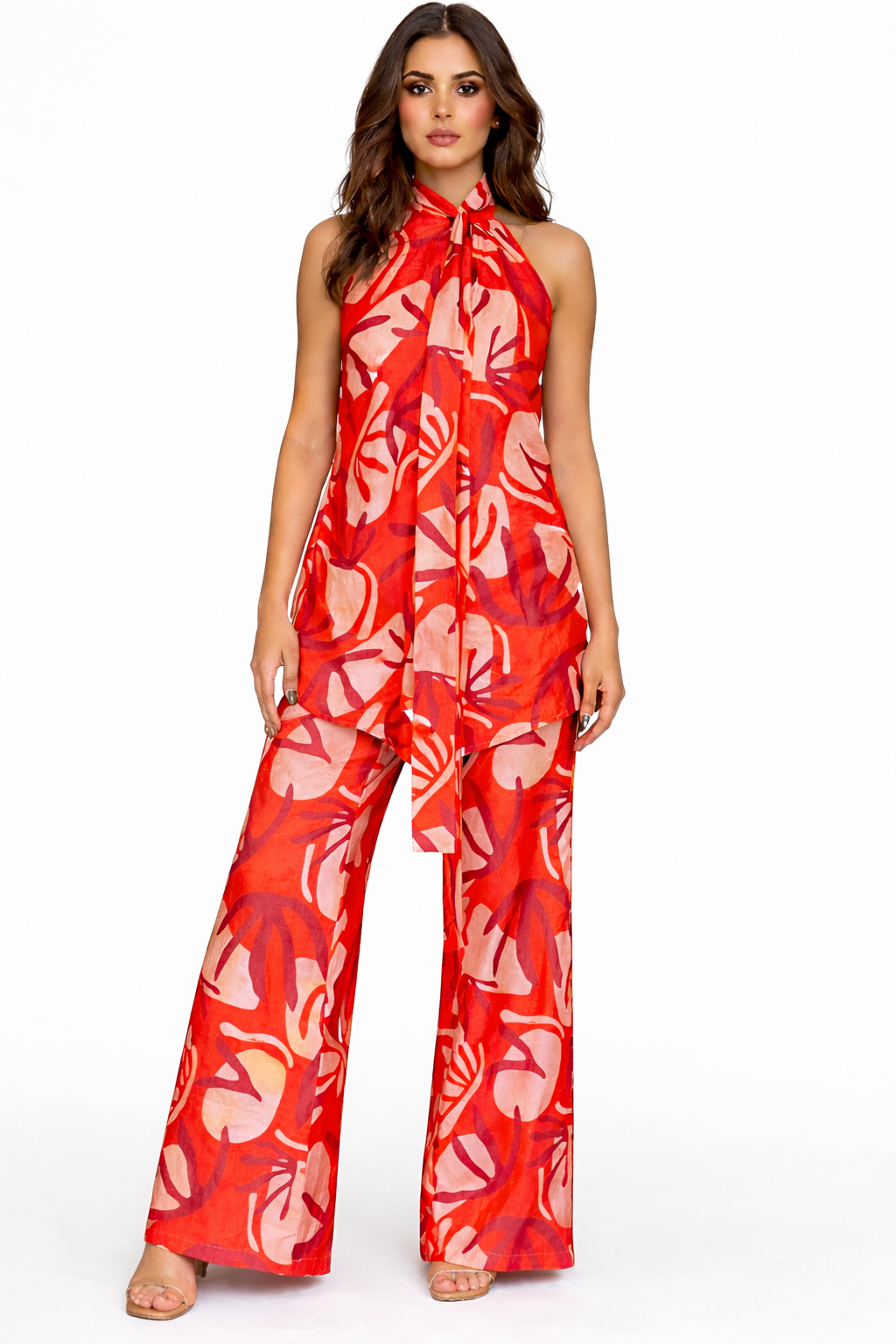 Crimson Leaf Halter Co-Ord Set