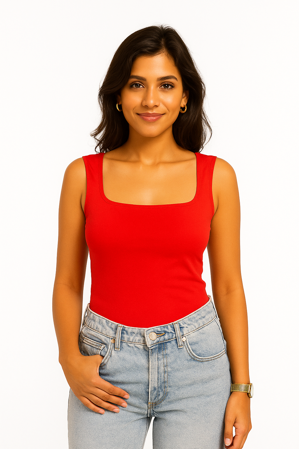 Red Square-Neck Tee