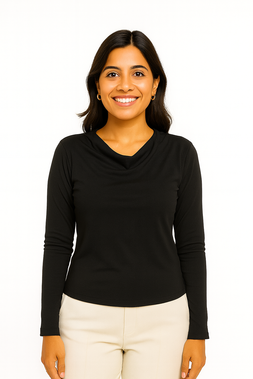 Black full sleeves cowl top