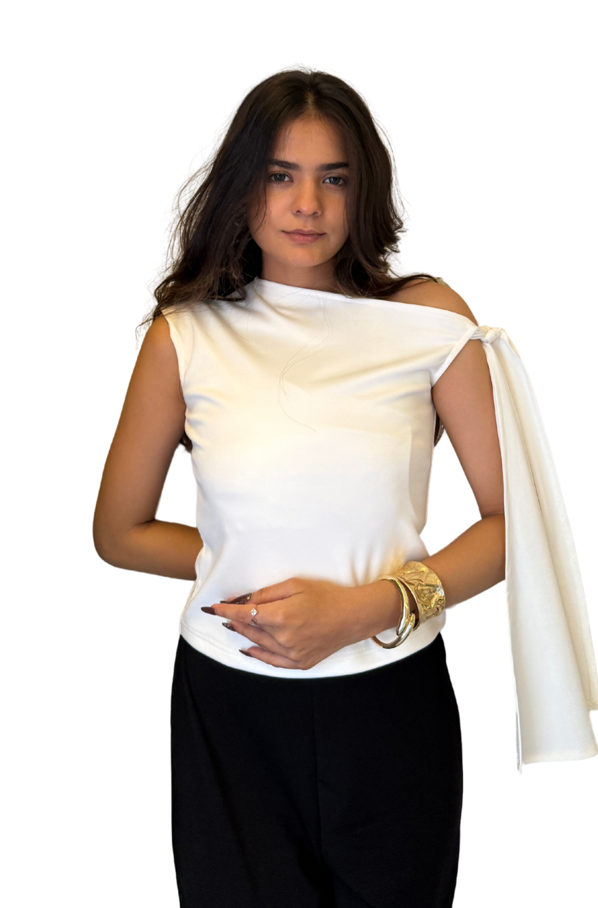Off White Side Knot Top