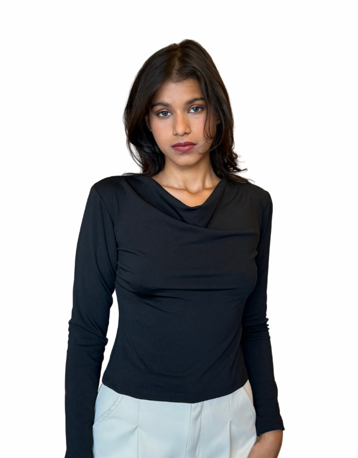 Black full sleeves cowl top