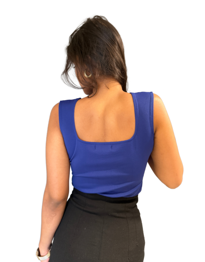 Blue Square-Neck Tee