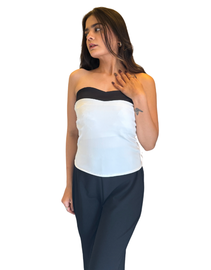 Dual Color Bandeau Top ( white/black)