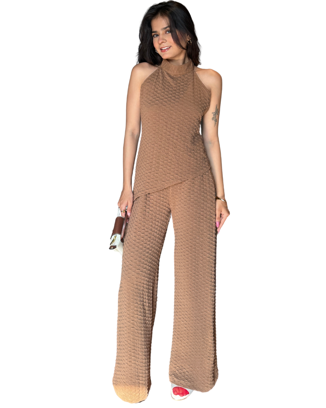 Mocha Asymmetrical Halter Co-ord set