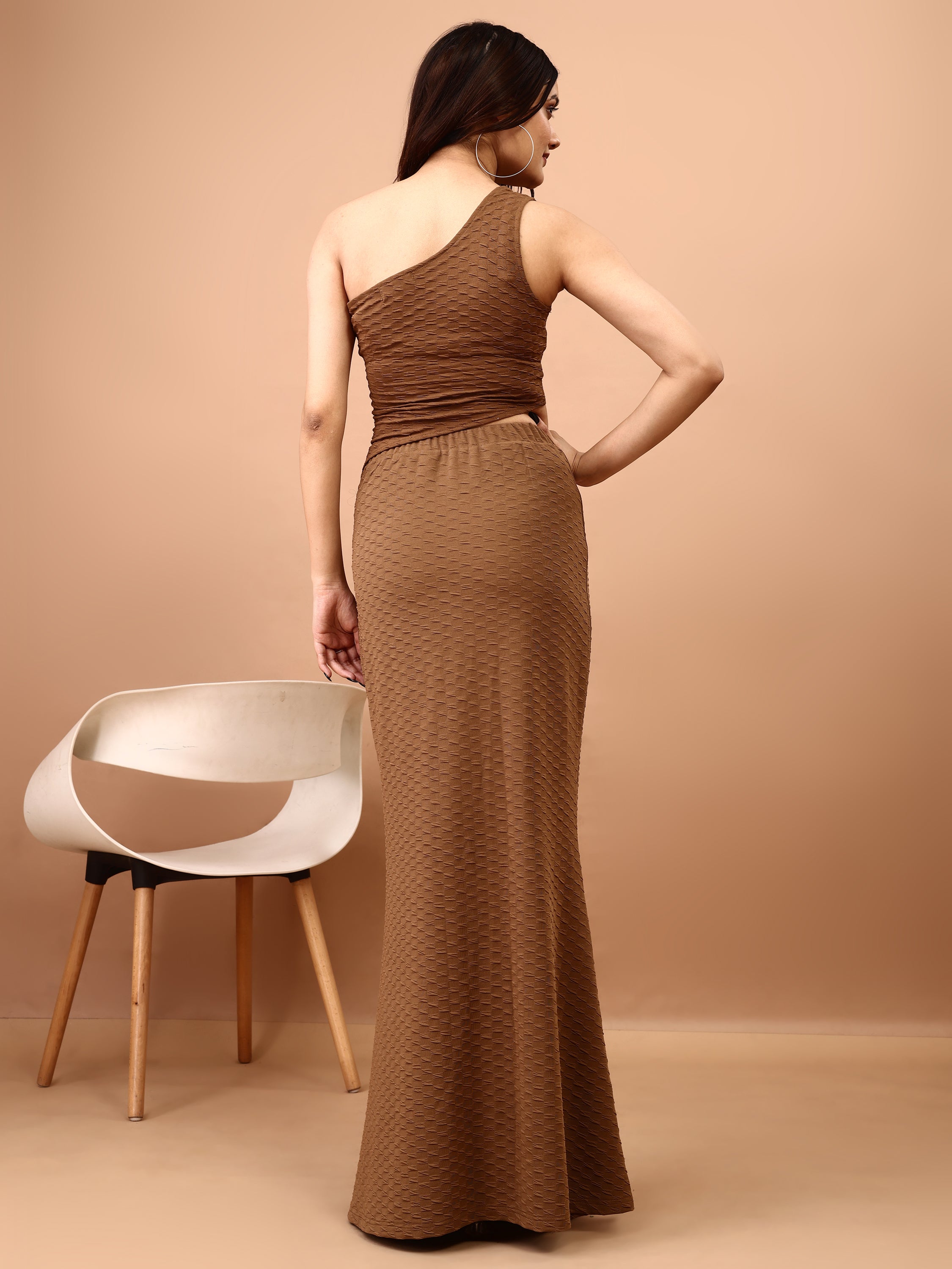 Mocha Asymmetrical Top & Skirt