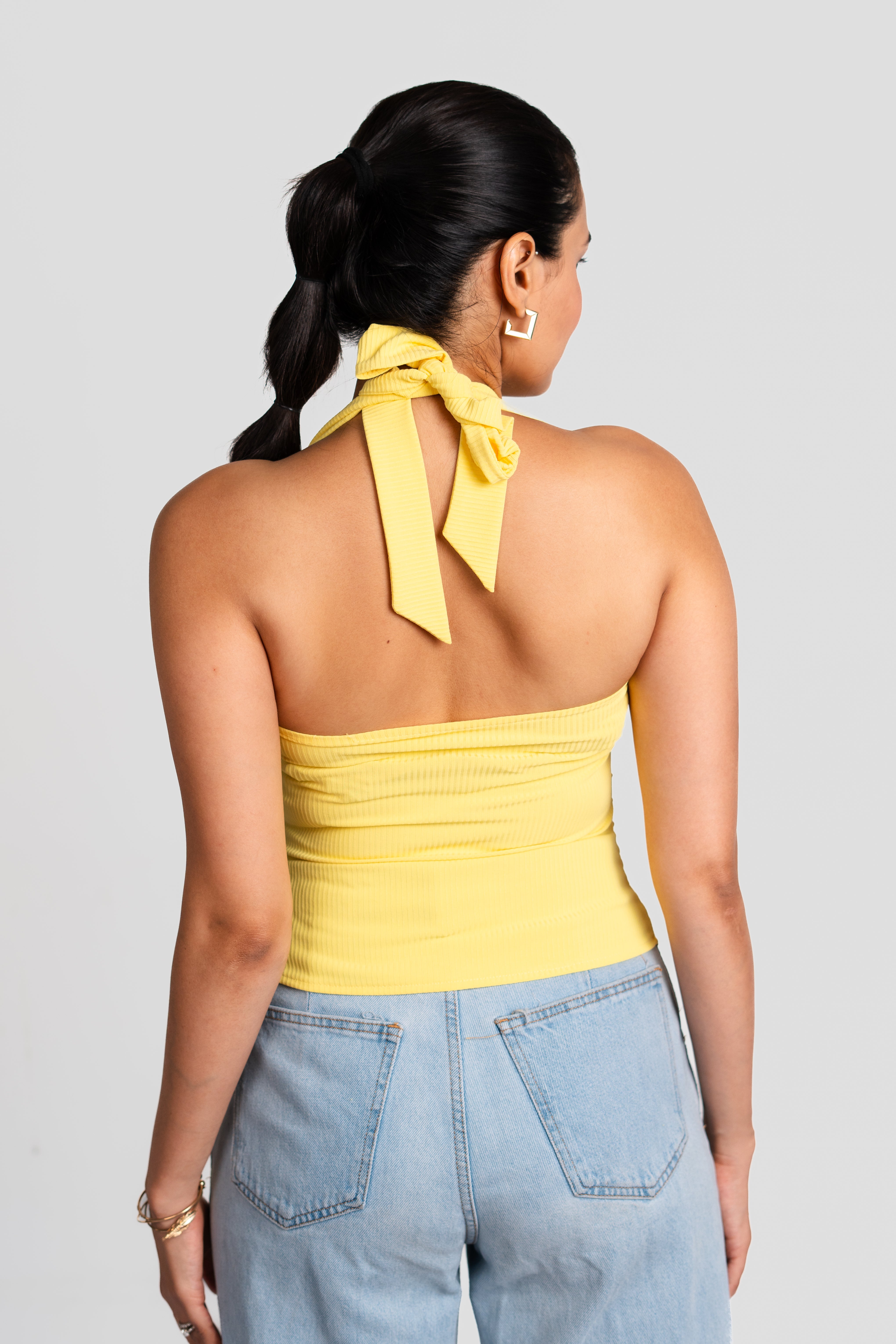 Yellow Sweetheart Neck Top