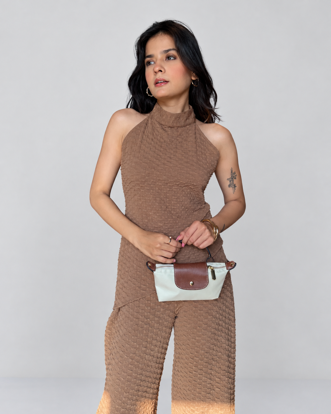 Mocha Asymmetrical Halter Co-ord set