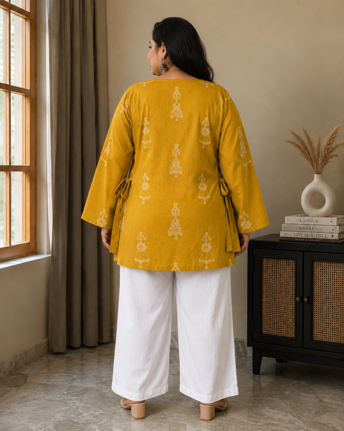 Meera Musturd Bell Sleeves Plus Kurti