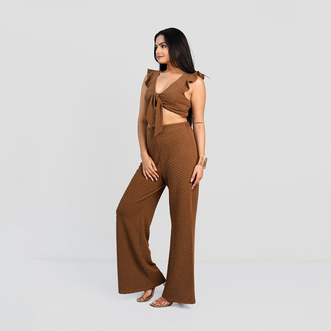 Mocha V-Neck Co-ord Set