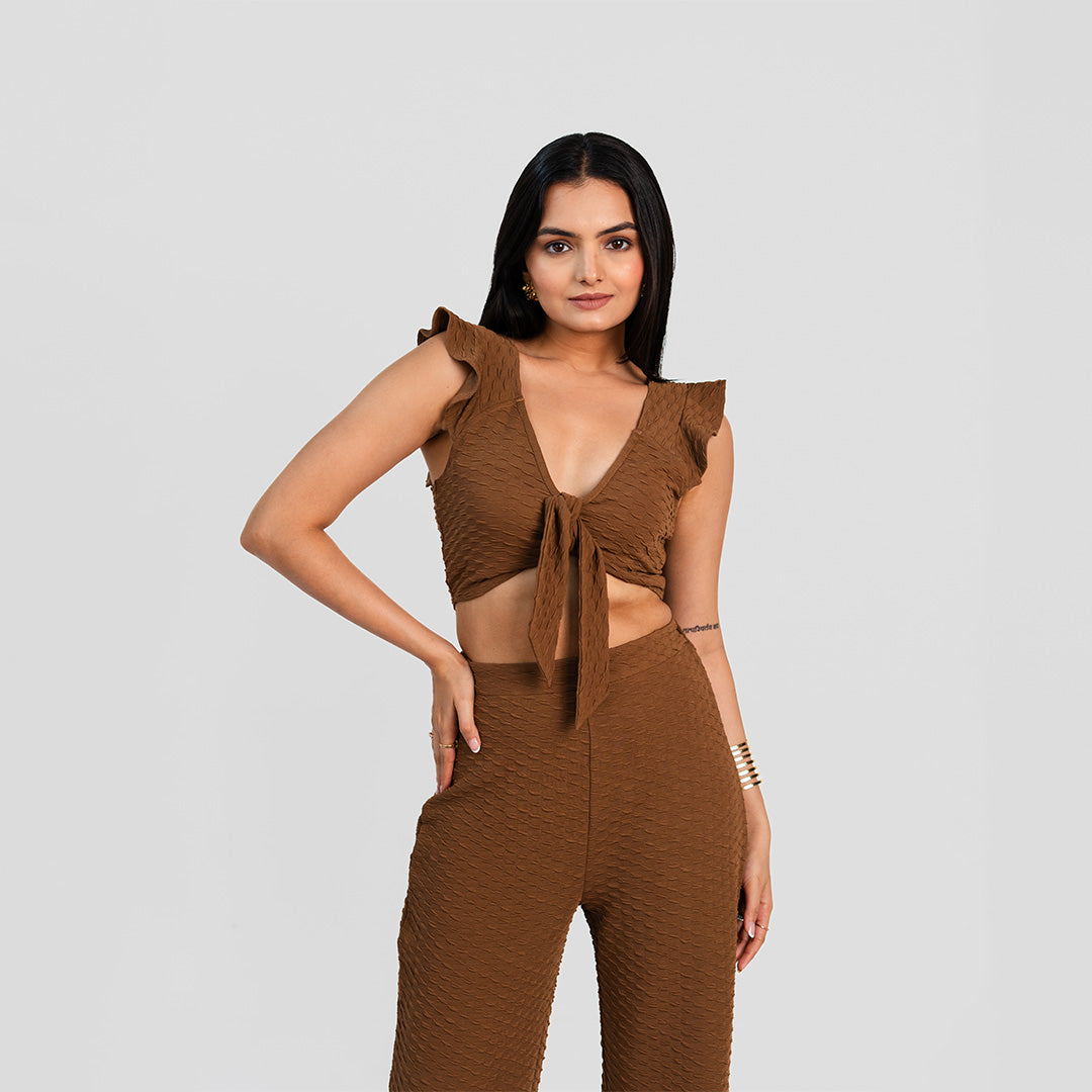 Mocha V-Neck Co-ord Set