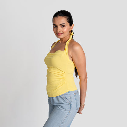 Yellow Sweetheart Neck Top