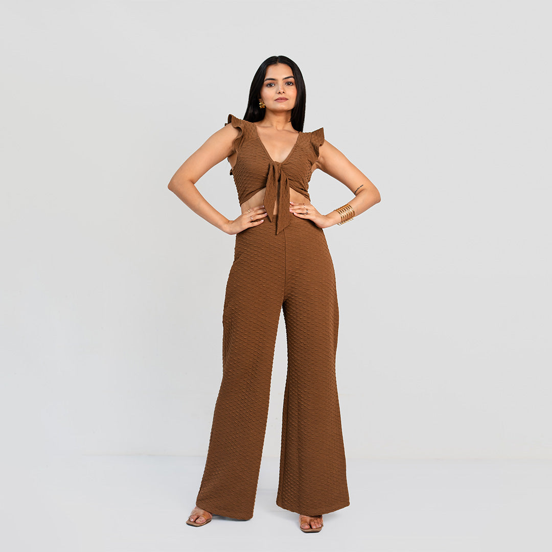 Mocha V-Neck Co-ord Set