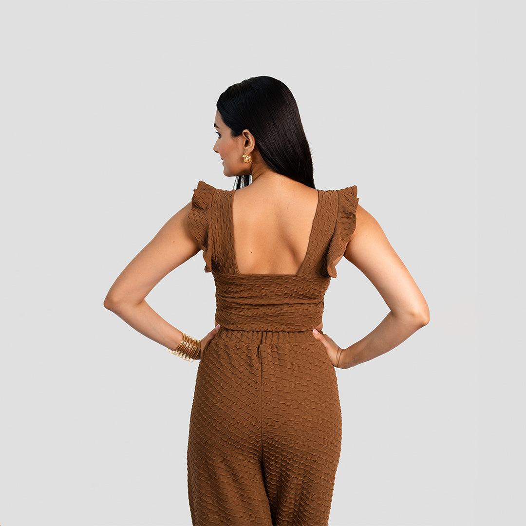 Mocha V-Neck Co-ord Set