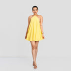 Yellow Cup Cake Backless Dress