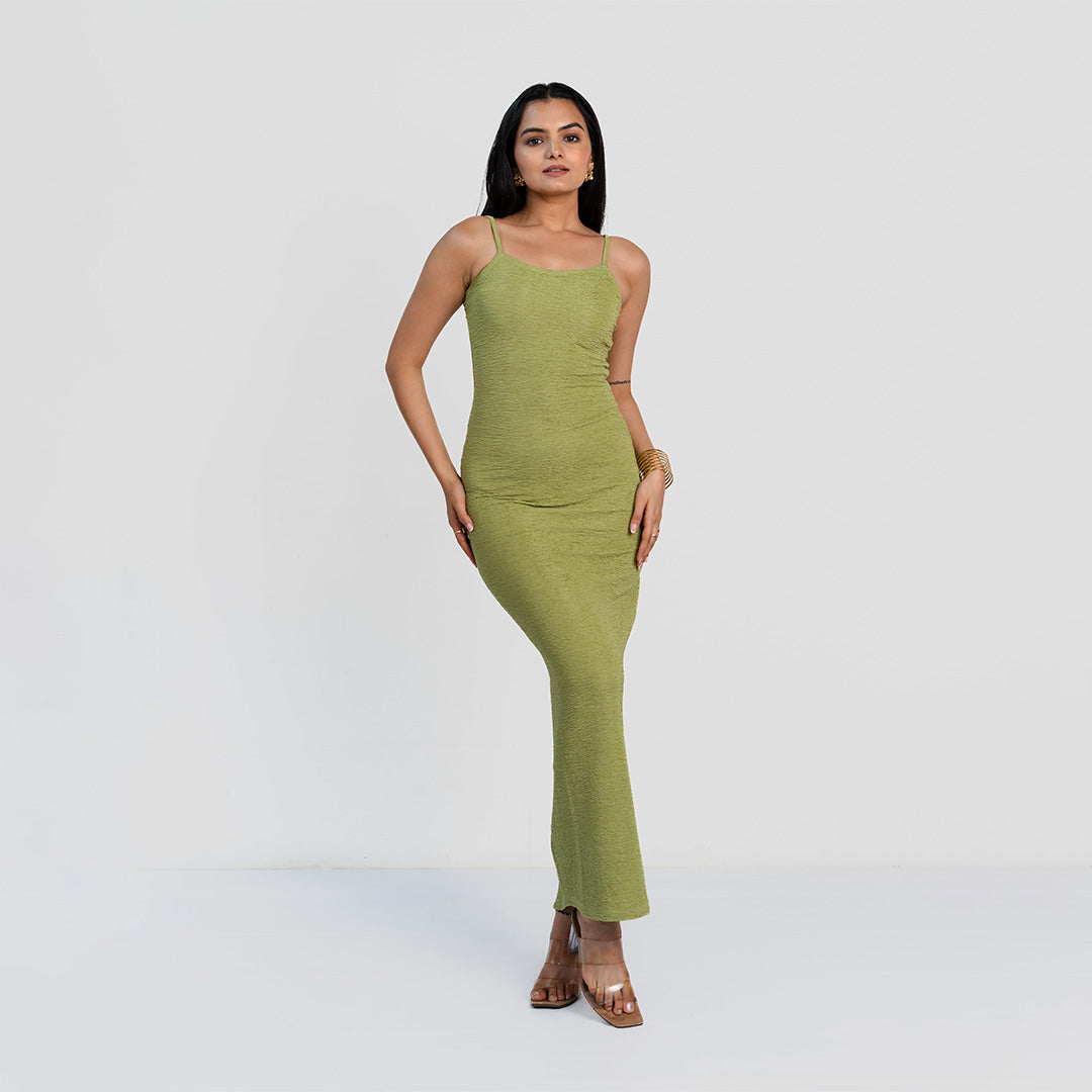 Pistachio Back-Knot Maxi Dress