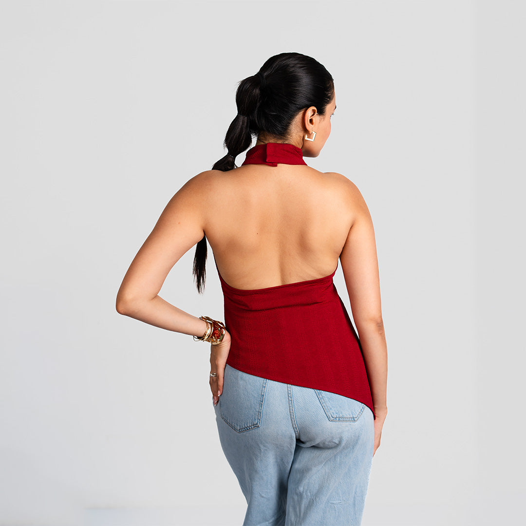 Cherry Red Halter Neck Top