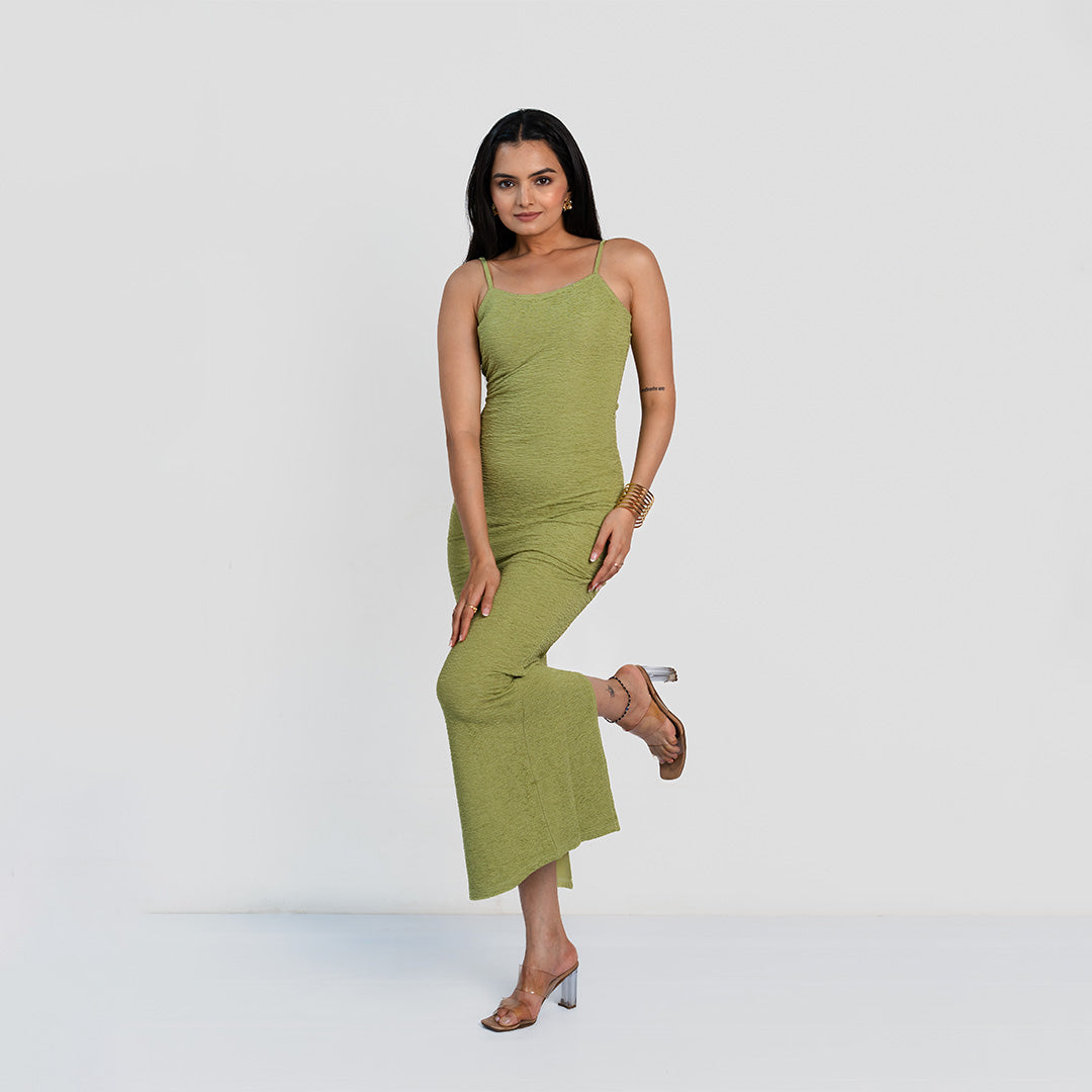 Pistachio Back-Knot Maxi Dress