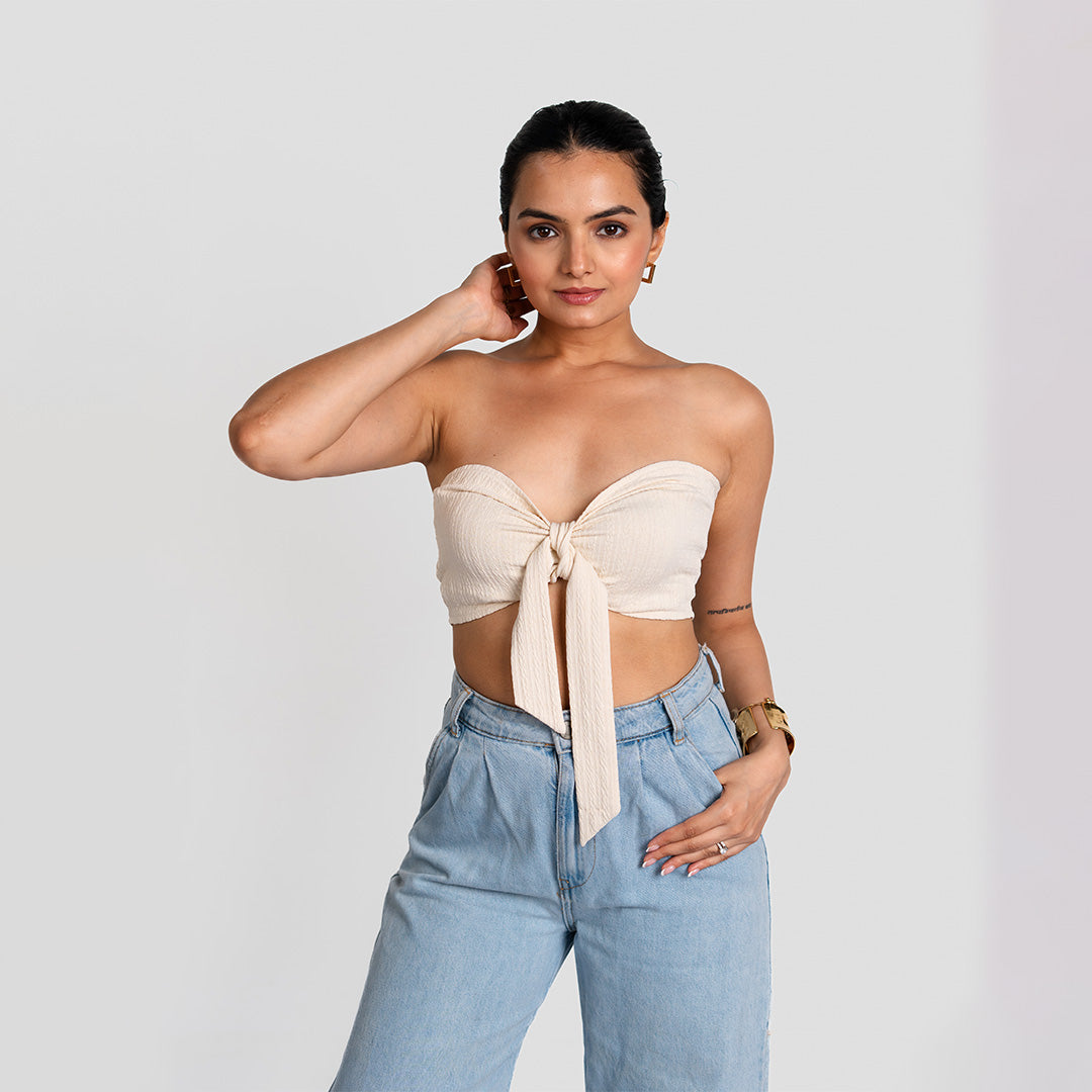 Ivory Custom Belt Tube Top