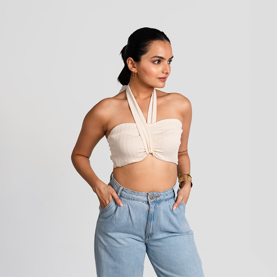 Ivory Custom Belt Tube Top