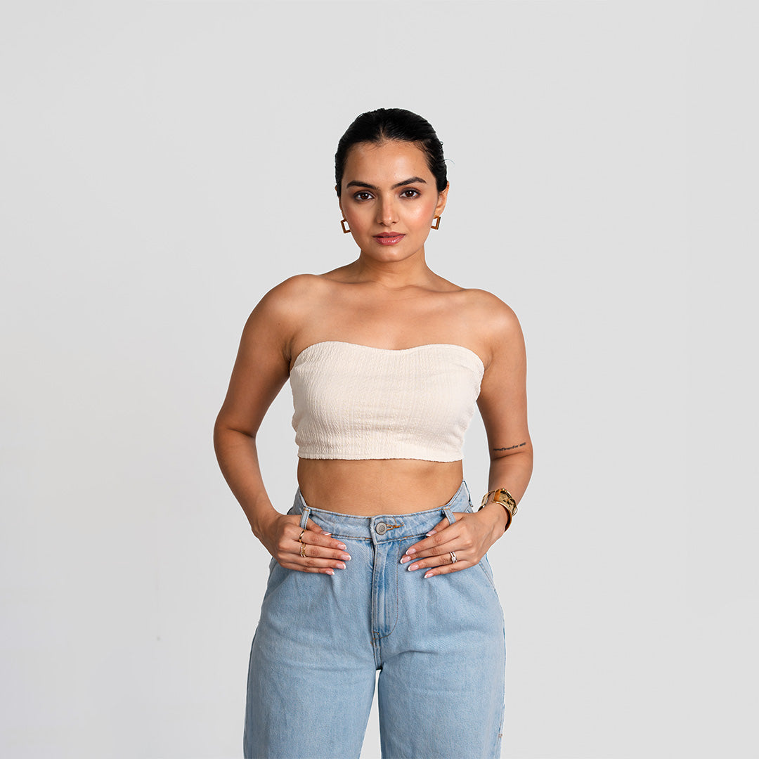 Ivory Custom Belt Tube Top