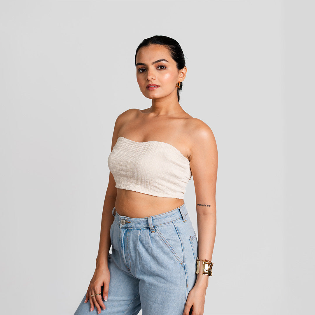 Ivory Custom Belt Tube Top