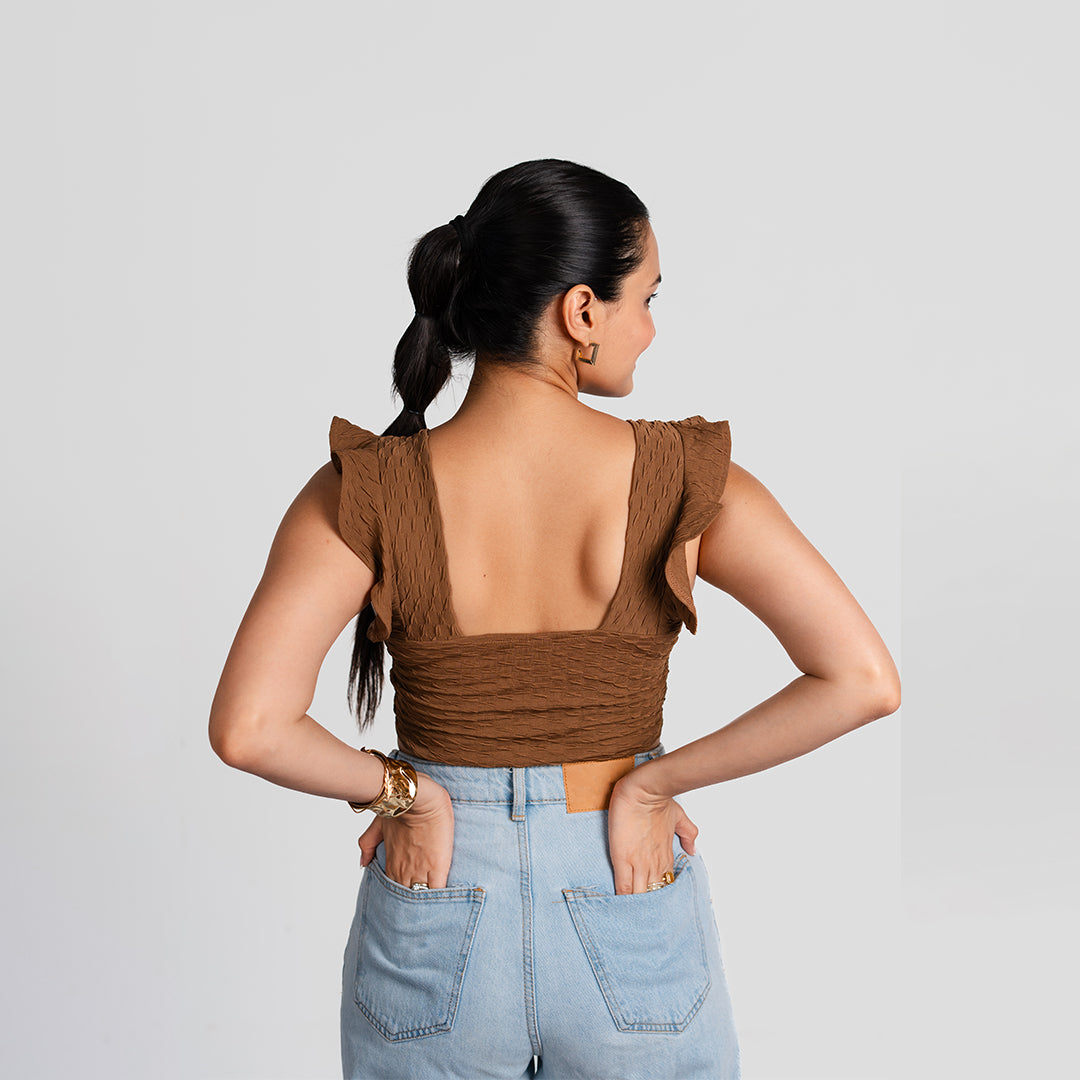 Mocha V-Neck Dual Style Top