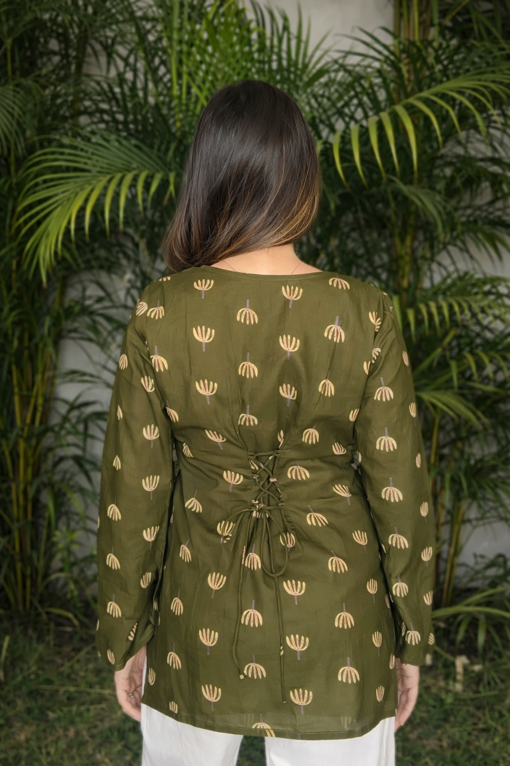 Vrinda Olive Corset Back Kurti