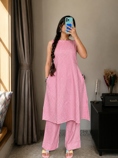 Ananya Pink Stripe Co-ord Set