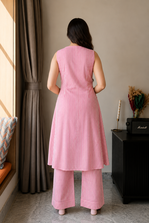 Ananya Pink Stripe Co-ord Set