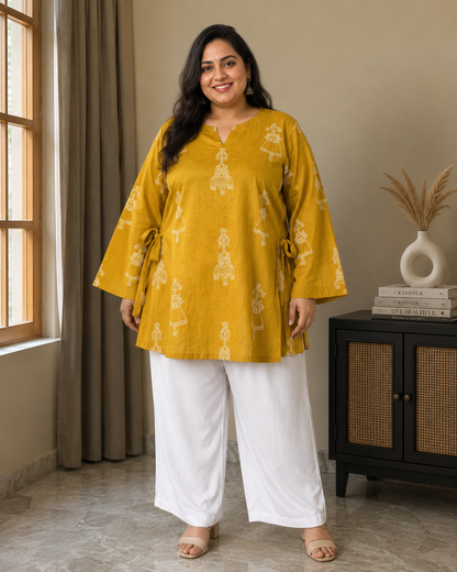 Meera Musturd Bell Sleeves Plus Kurti