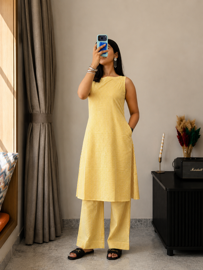 Ananya Yellow Stripe Co-ord Set