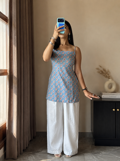 Shanaya Blue Sleeveless Kurti