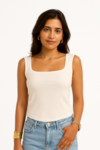 White Square-Neck Tee