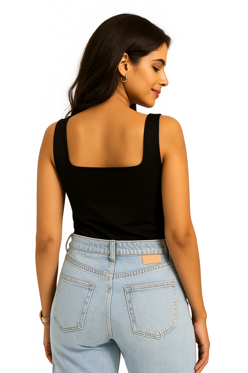 Black Square-Neck Tee