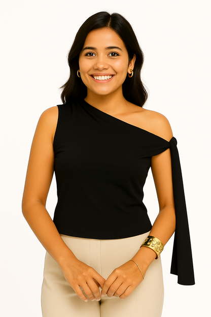 Black Side Knot Top