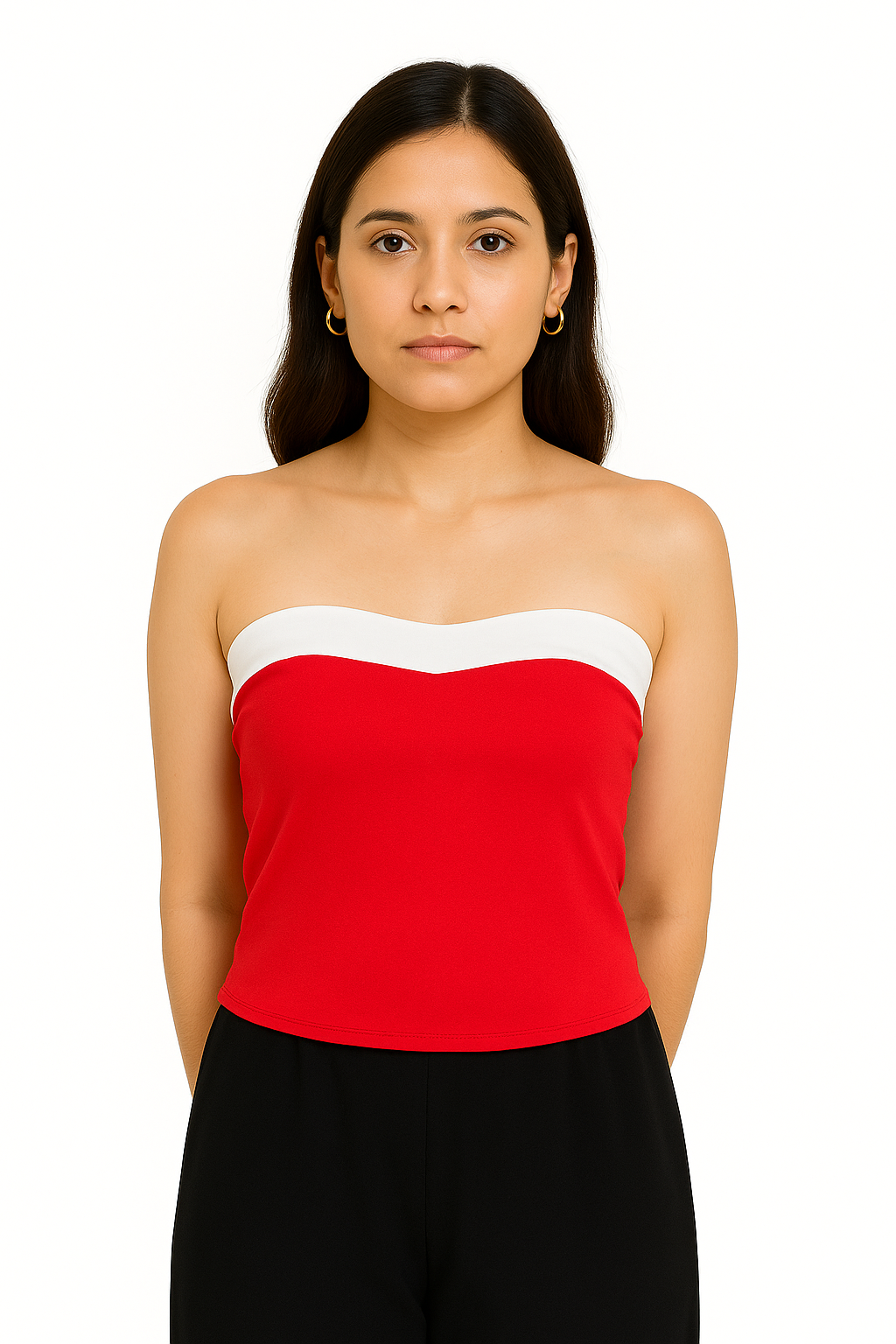Dual-Color Bandeau Top (Red/White)