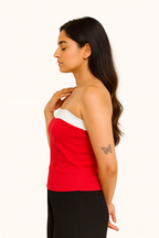 Dual-Color Bandeau Top (Red/White)