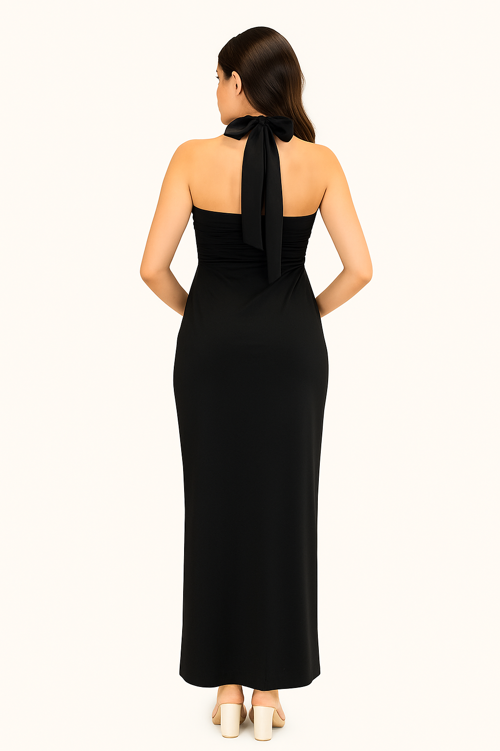 Black Halter Neck Long Dress