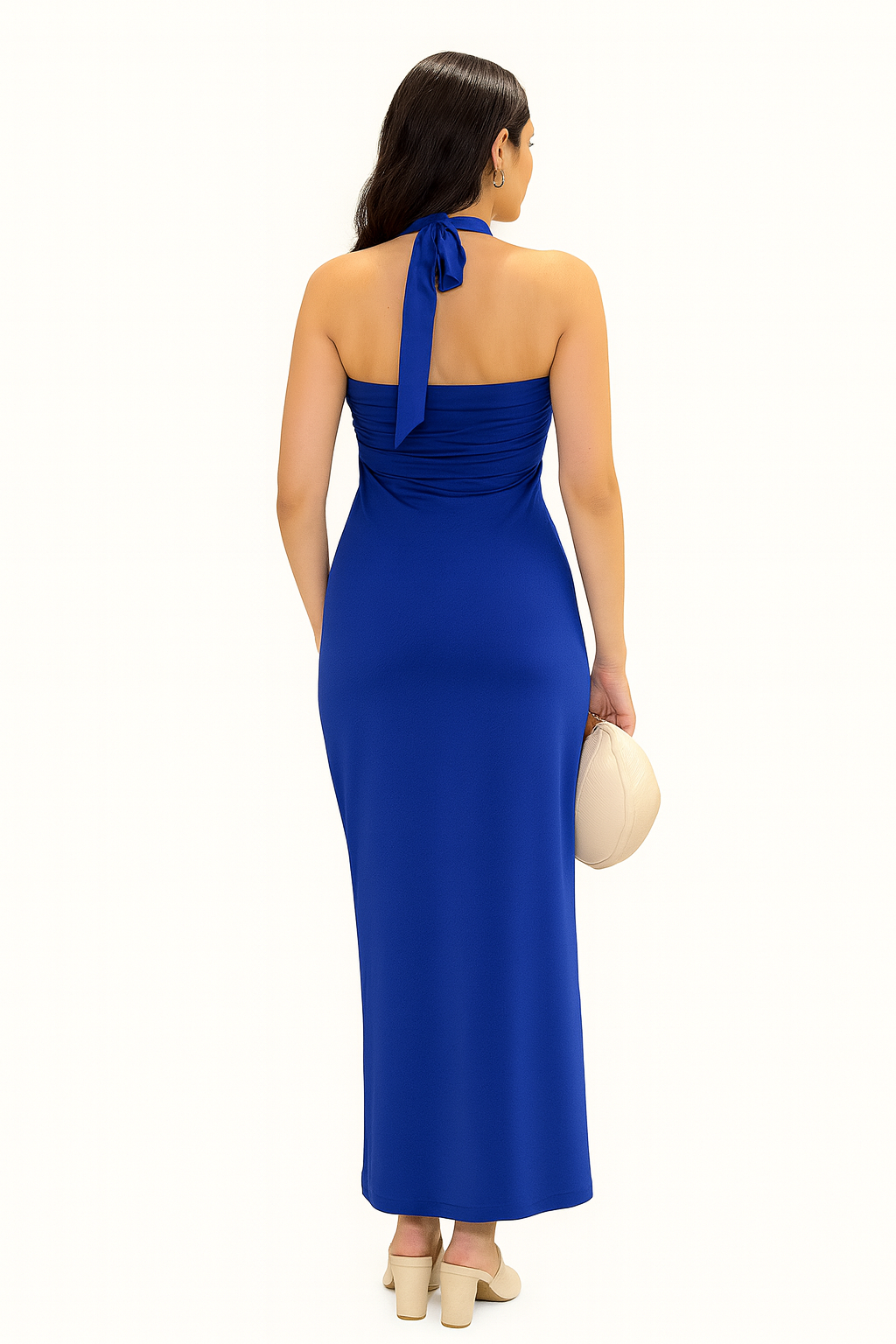 Blue Halter Neck Long Dress