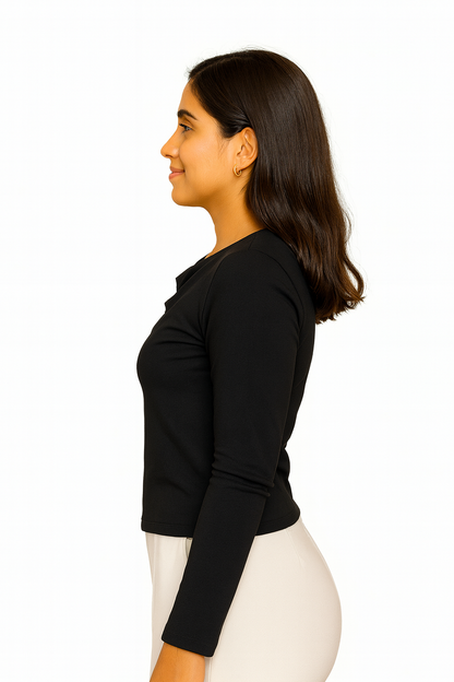 Black full sleeves cowl top