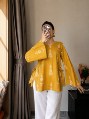 Meera Mustard Bell Sleeves Kurti