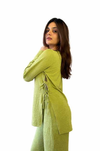 Green Side Knot Co-ord Set – Your Perfect Travel Companion