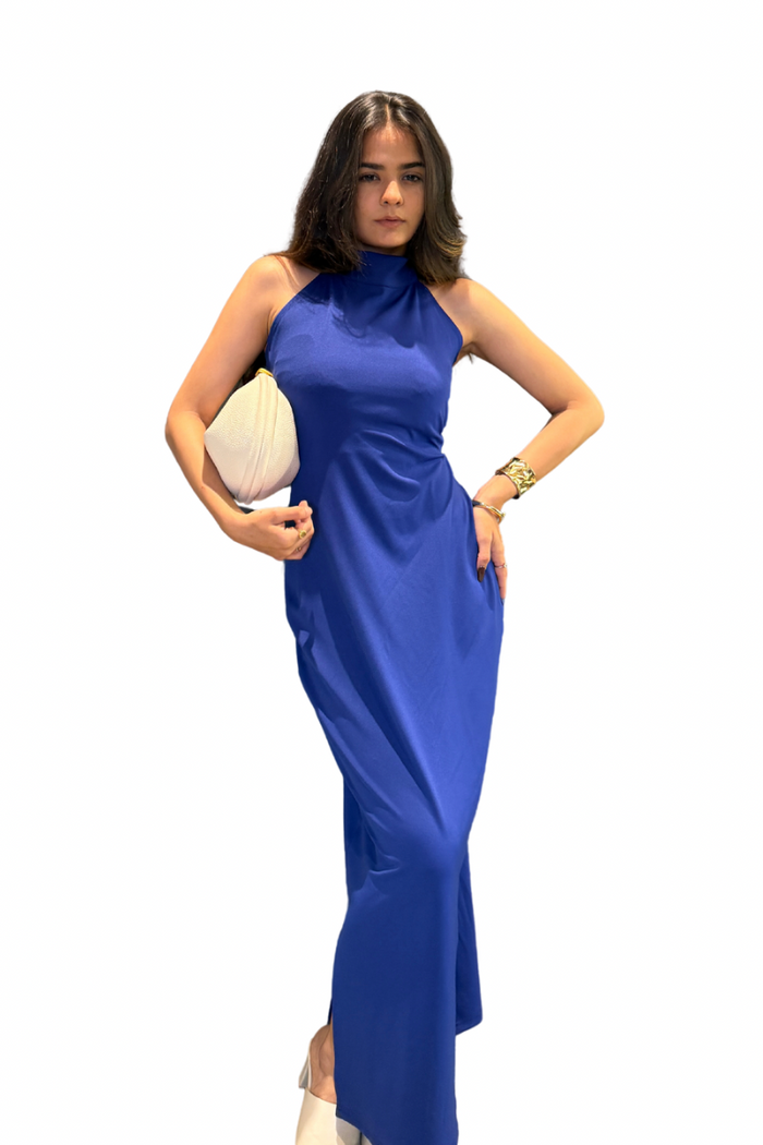 Halter Neck Blue Dress WEO0029