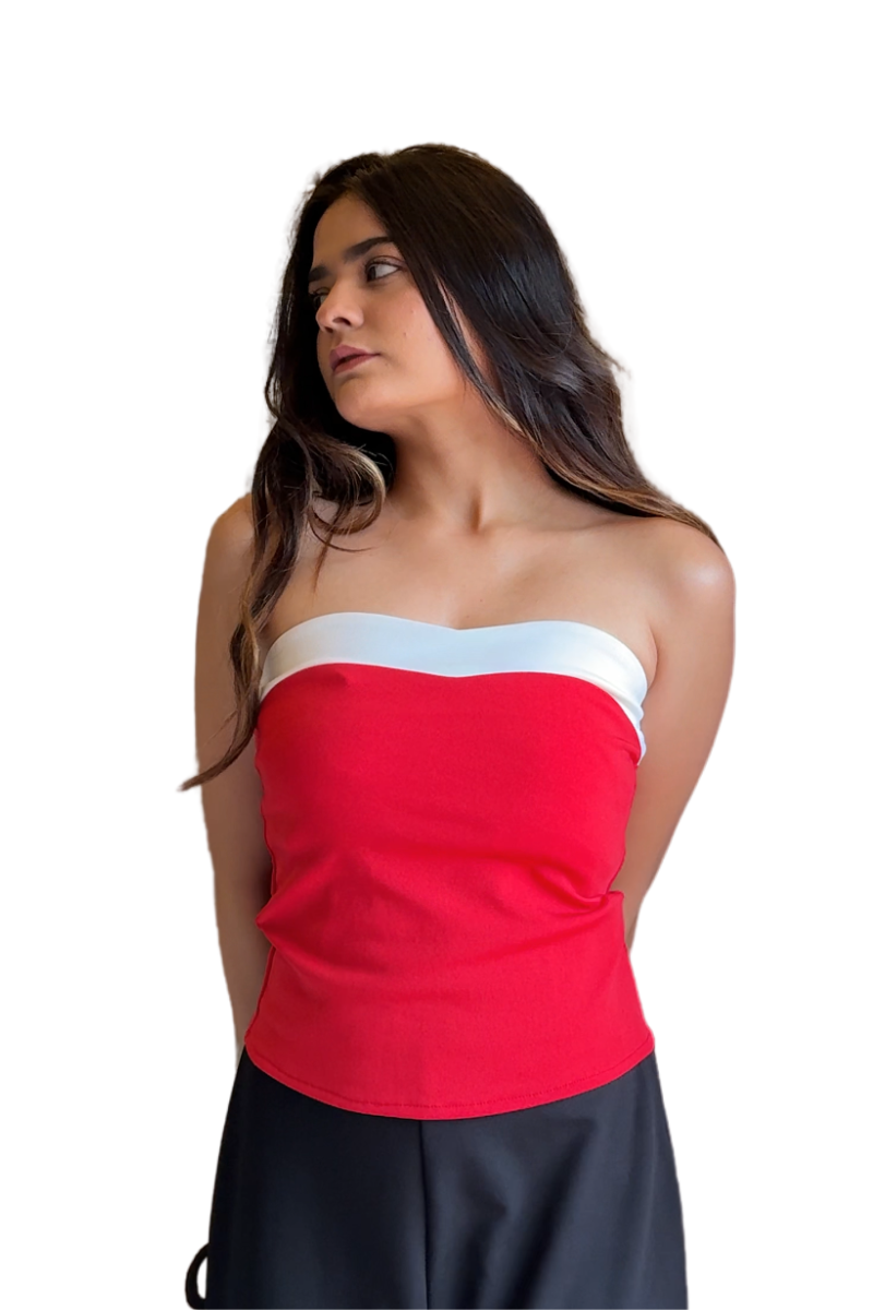 Dual-Color Bandeau Top (Red/White)
