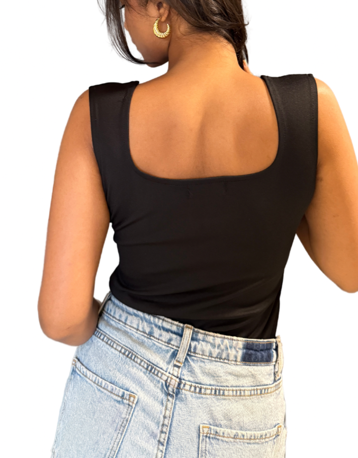 Black Square-Neck Tee