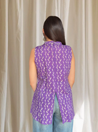 Phulwari Lavender Sleeveless Kurti