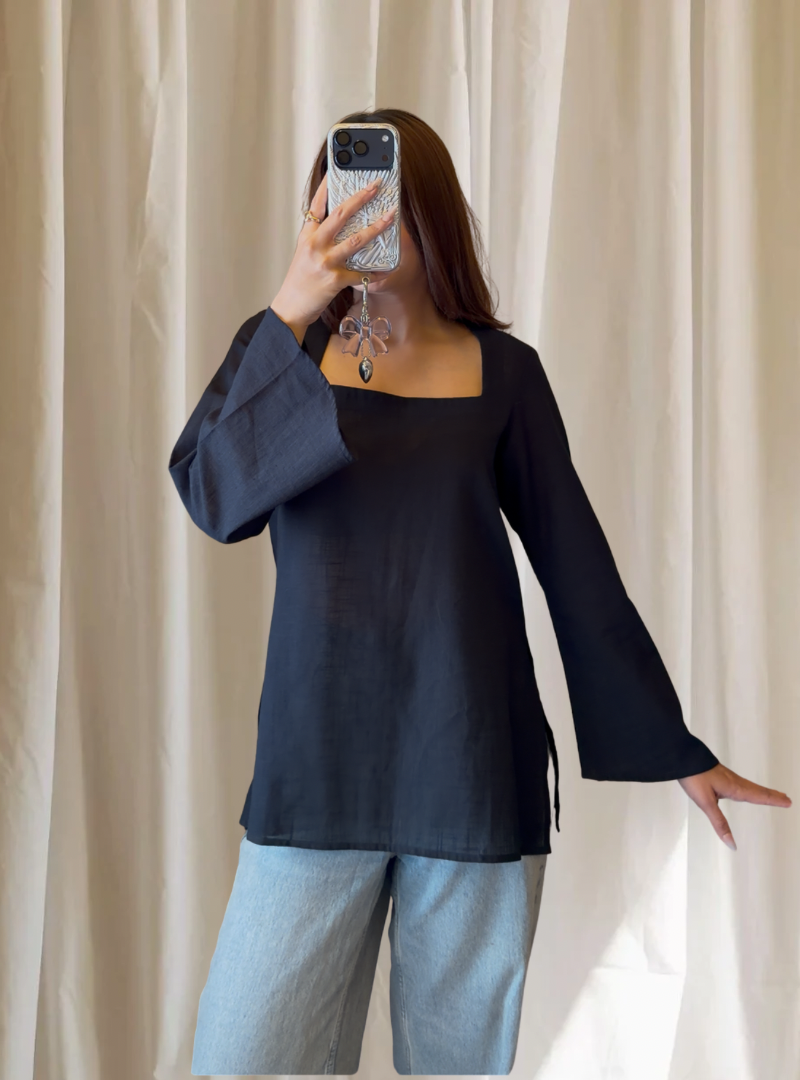 Nyra – Black Square Neck Kurti