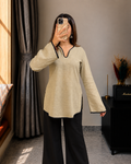Ishika Asymmetrical Neck Sage Beige Kurti