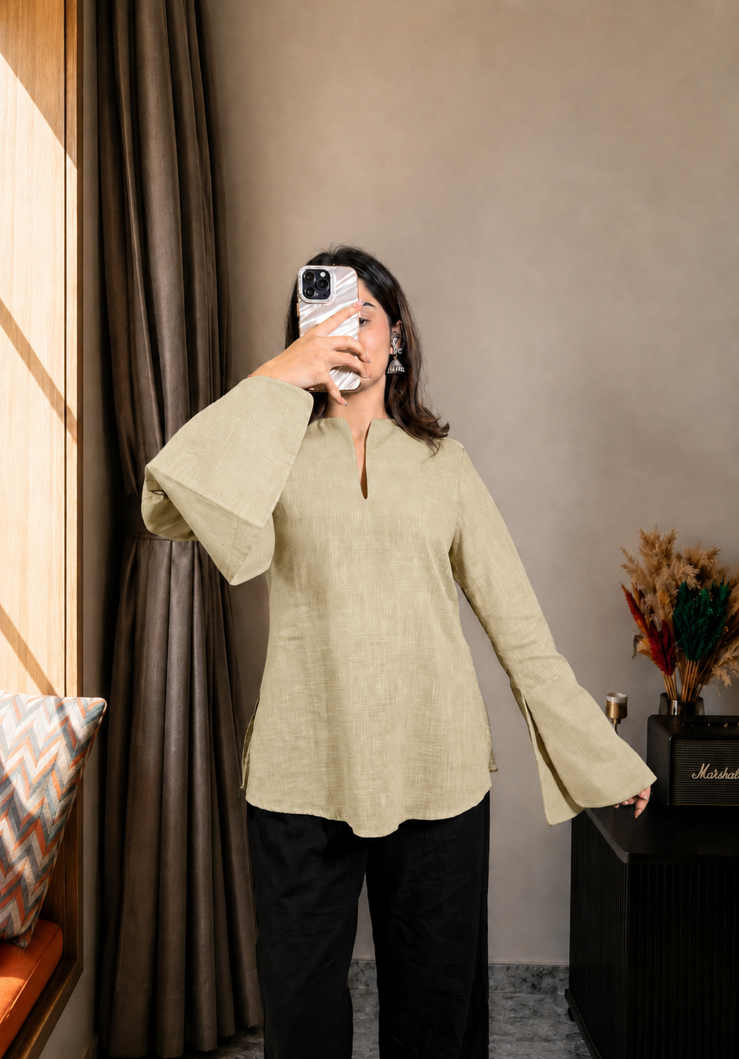 Neerja Sage Green Bell Sleeves Kurti